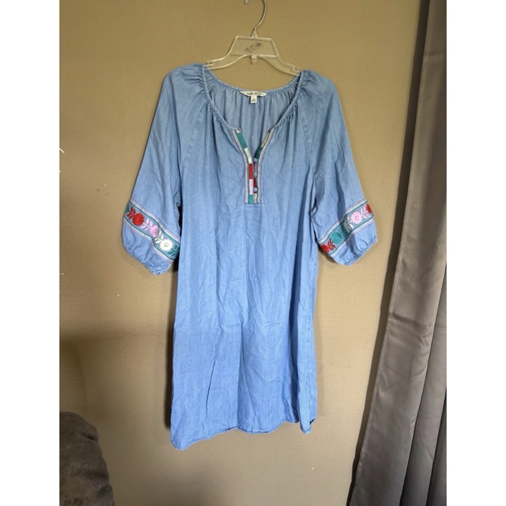 The Pioneer Woman Dress Large Cottagecore Boho Prairiecore Embroidered Denim